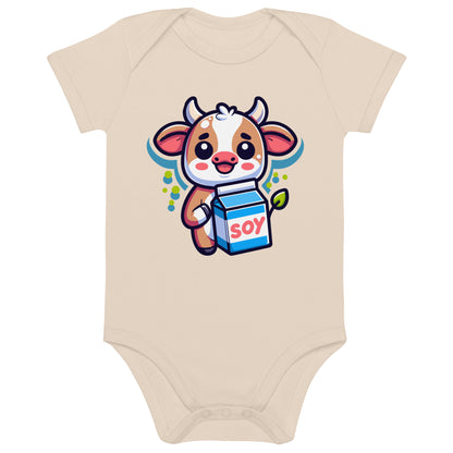 Organic Cotton Baby Bodysuit Soy Milk Enthusiast - ErdeGora