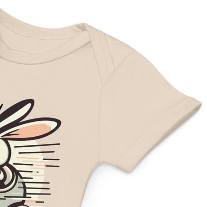 Organic Cotton Baby Bodysuit Racing Vrooom Rabbit - ErdeGora