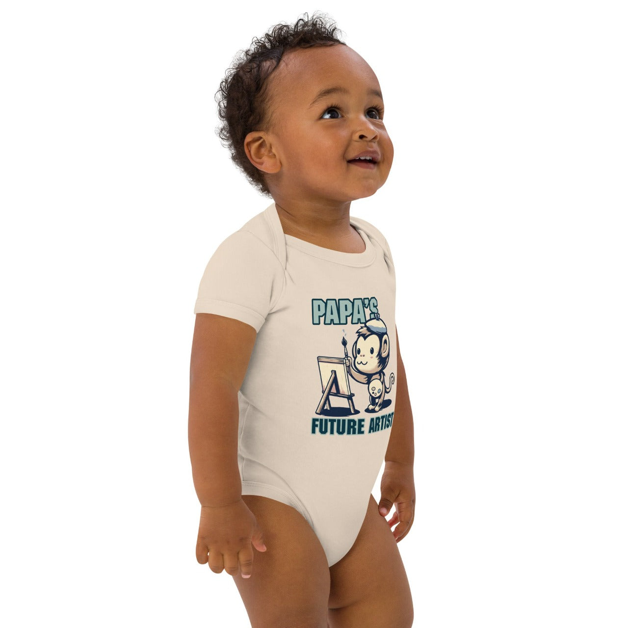 Organic Cotton Baby Bodysuit Papa's Future Artist - ErdeGora