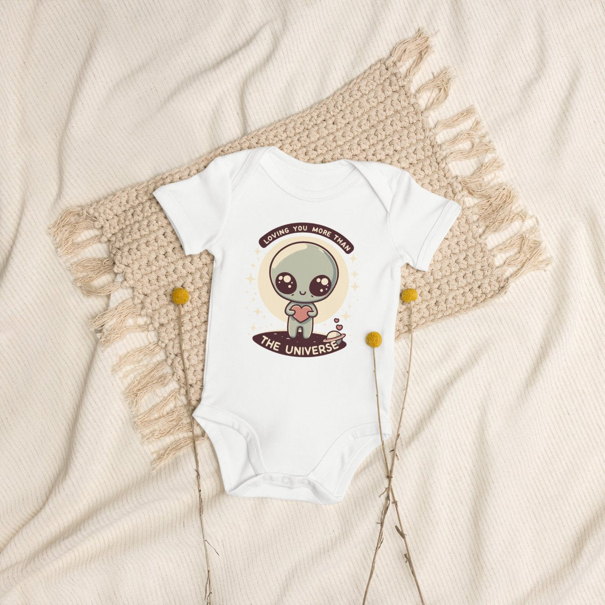 Loving You More Than The Universe Organic Cotton Baby Bodysuit - ErdeGora