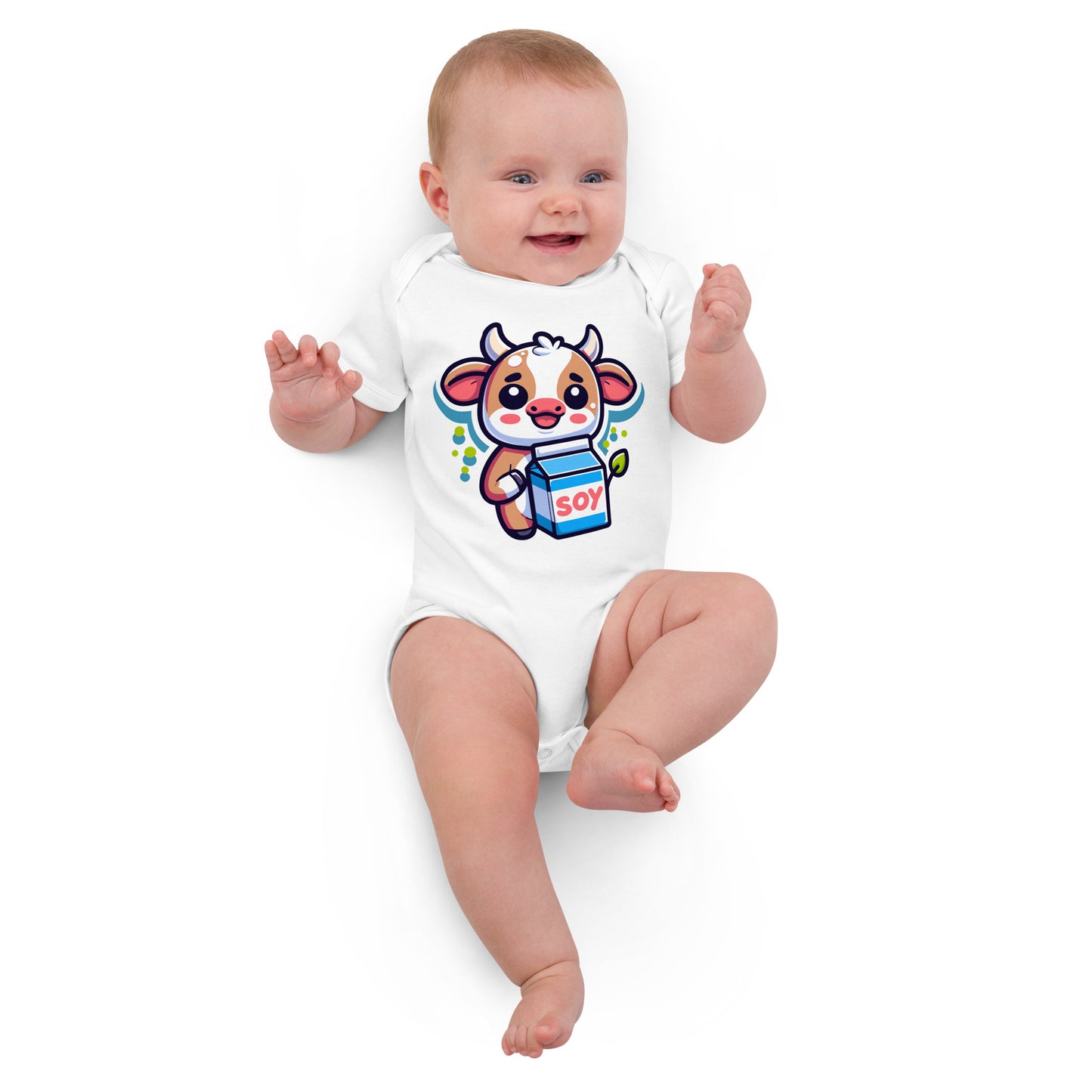 Organic Cotton Baby Bodysuit Soy Milk Enthusiast - ErdeGora