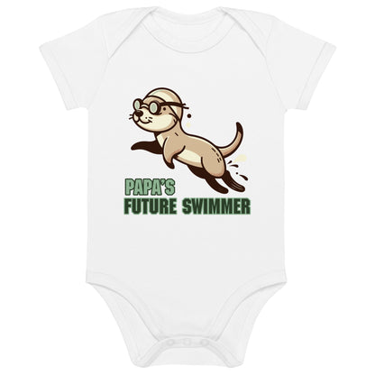 Organic Cotton Baby Bodysuit Papa's Future Swimmer - ErdeGora