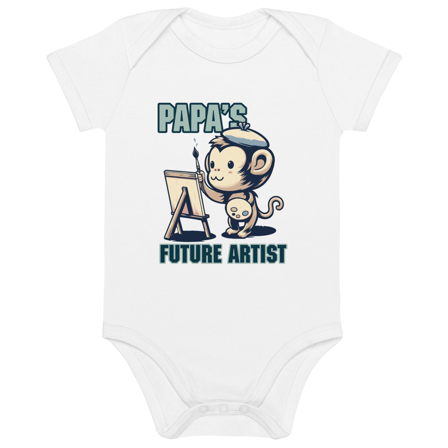 Organic Cotton Baby Bodysuit Papa's Future Artist - ErdeGora