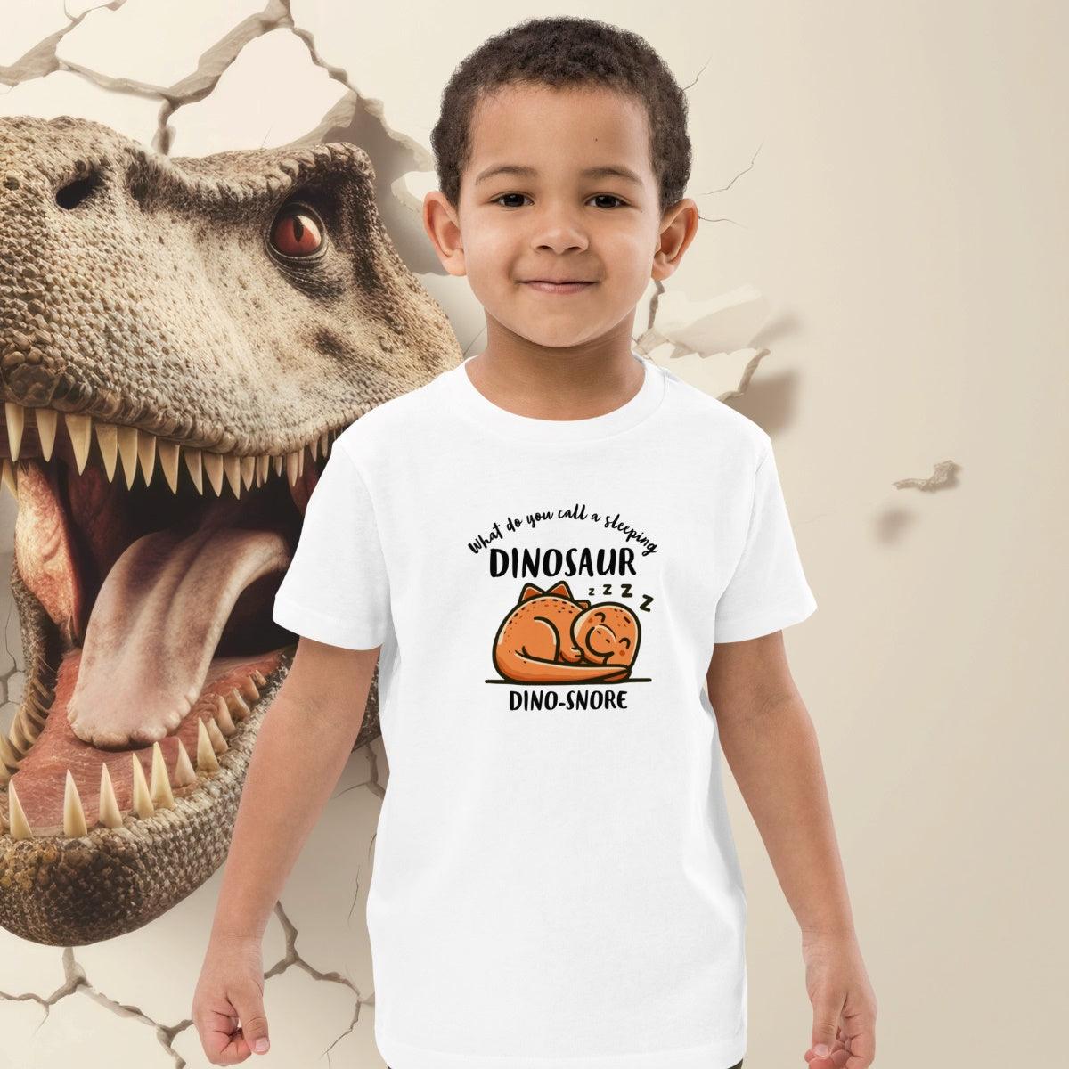 Organic Cotton Kids T-shirt Dino-snore - ErdeGora