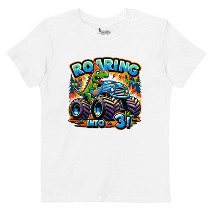 Organic Cotton Kids T-shirt Roaring Into 3 - ErdeGora