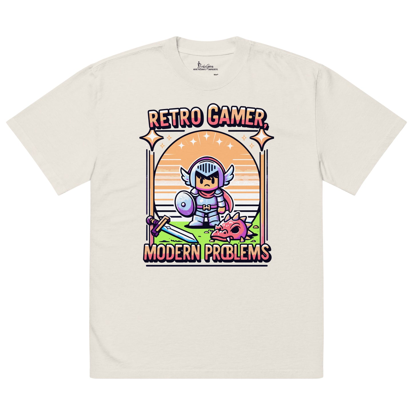 Retro Gamer, Modern Problems Oversized Faded T-shirt - ErdeGora