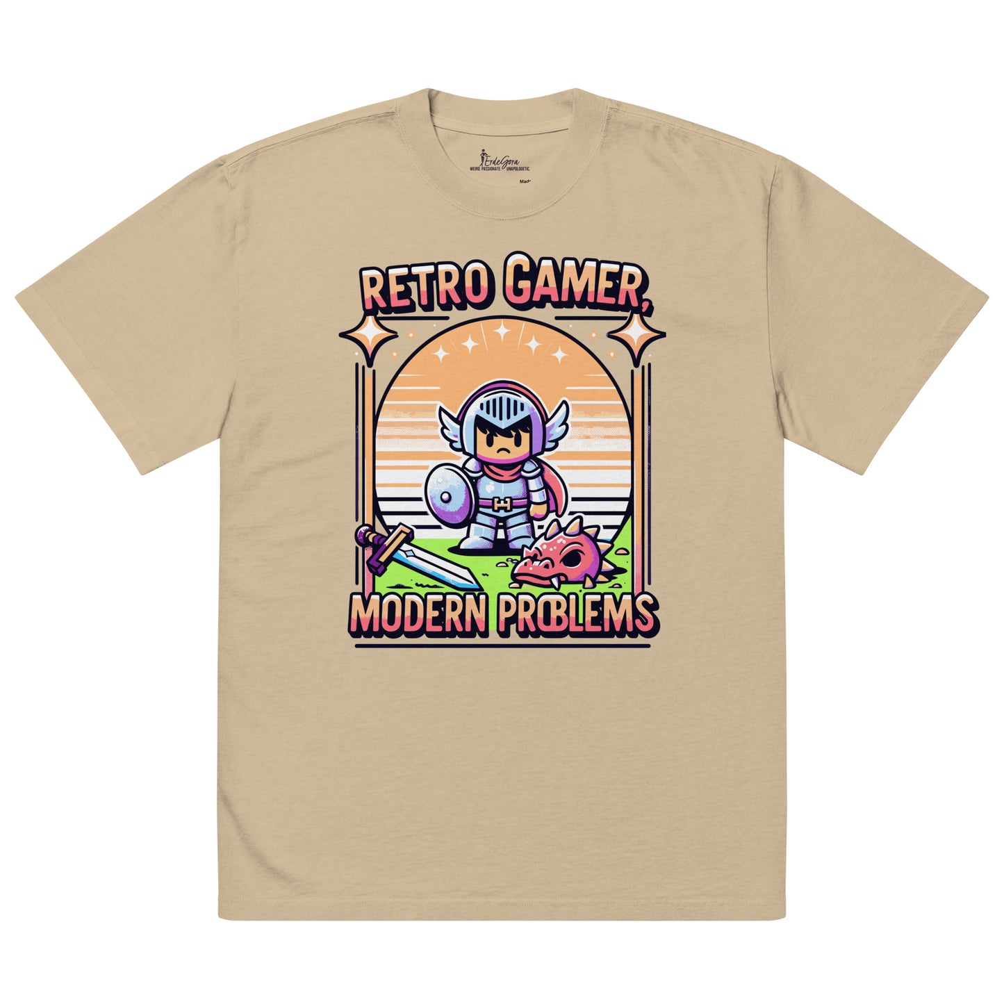 Retro Gamer, Modern Problems Oversized Faded T-shirt - ErdeGora