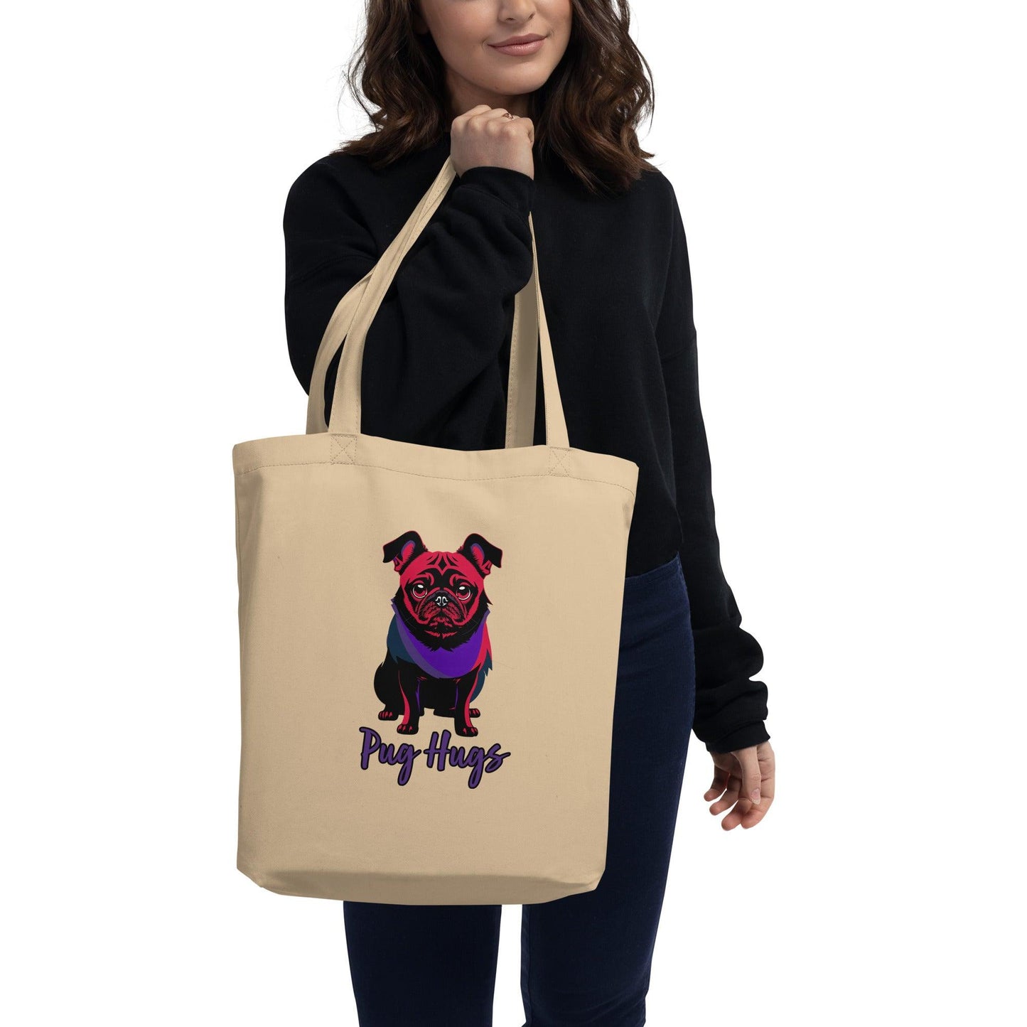 Oyster Eco Tote Bag Disco Pug Hugs - ErdeGora