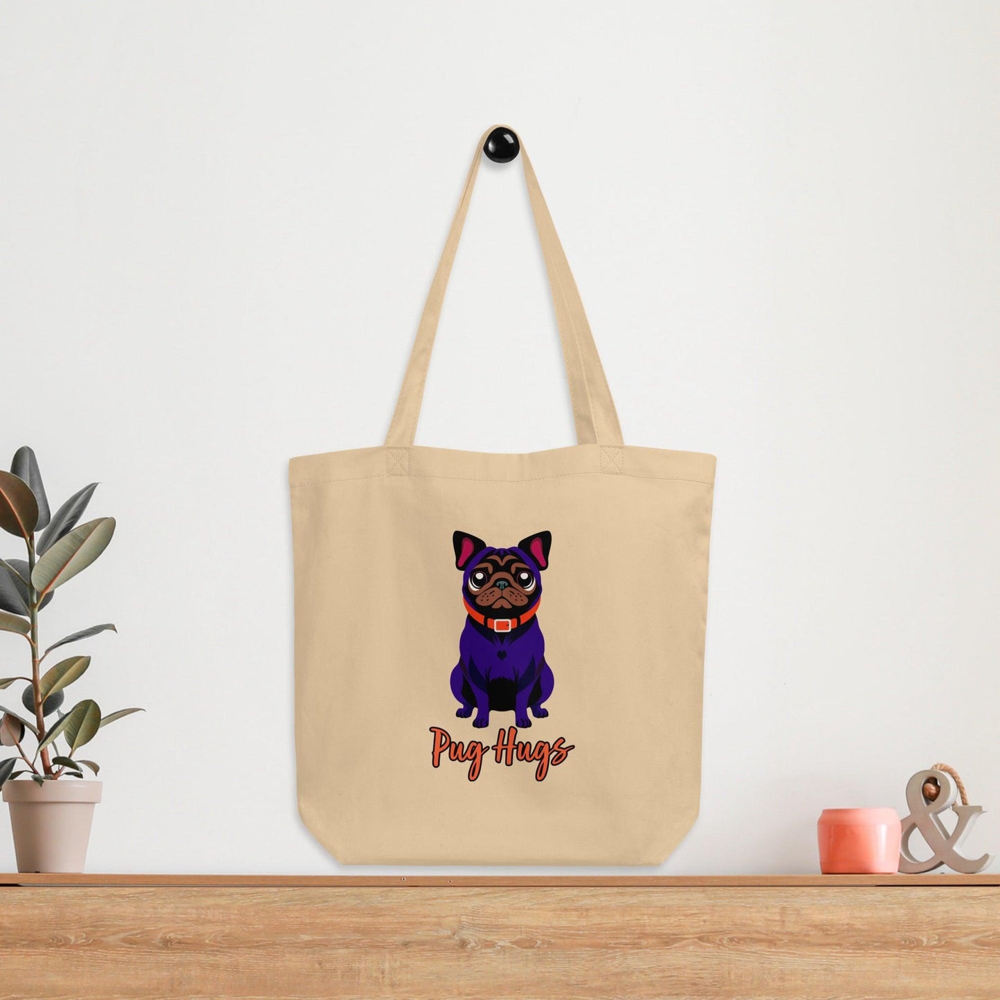 Oyster Eco Tote Bag Ink Pug Hugs - ErdeGora