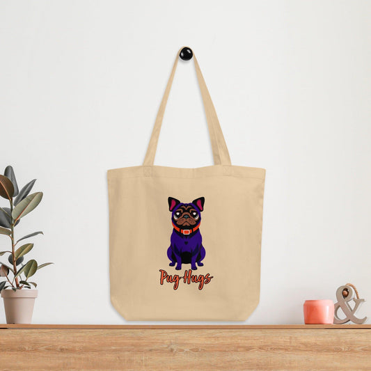 Oyster Eco Tote Bag Ink Pug Hugs - ErdeGora