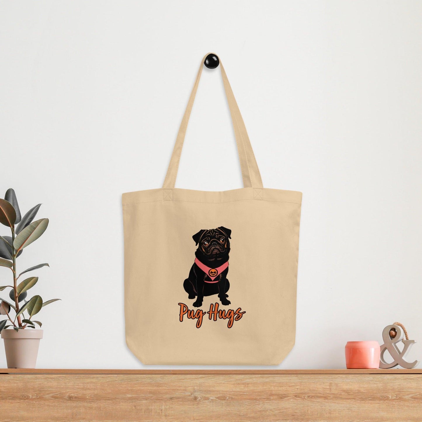 Oyster Eco Tote Bag Pinky Pug Hugs - ErdeGora