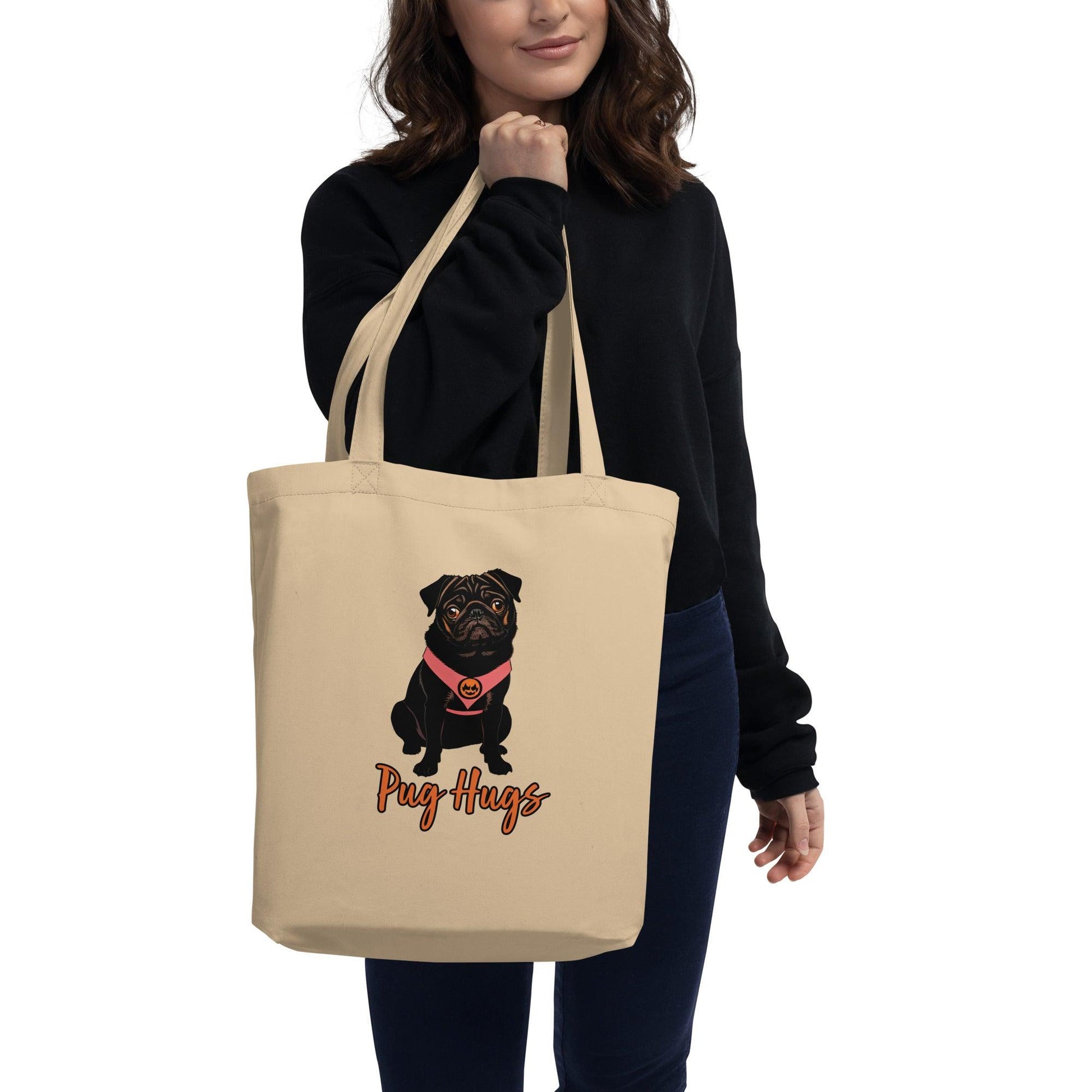 Oyster Eco Tote Bag Pinky Pug Hugs - ErdeGora