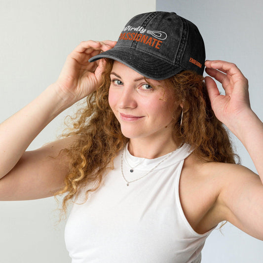 Personalize it! Black Embroidered Vintage Cotton Twill Cap Weirdly Passionate - ErdeGora