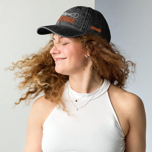 Personalize it! Black Embroidered Vintage Cotton Twill Cap Weirdly Passionate - ErdeGora