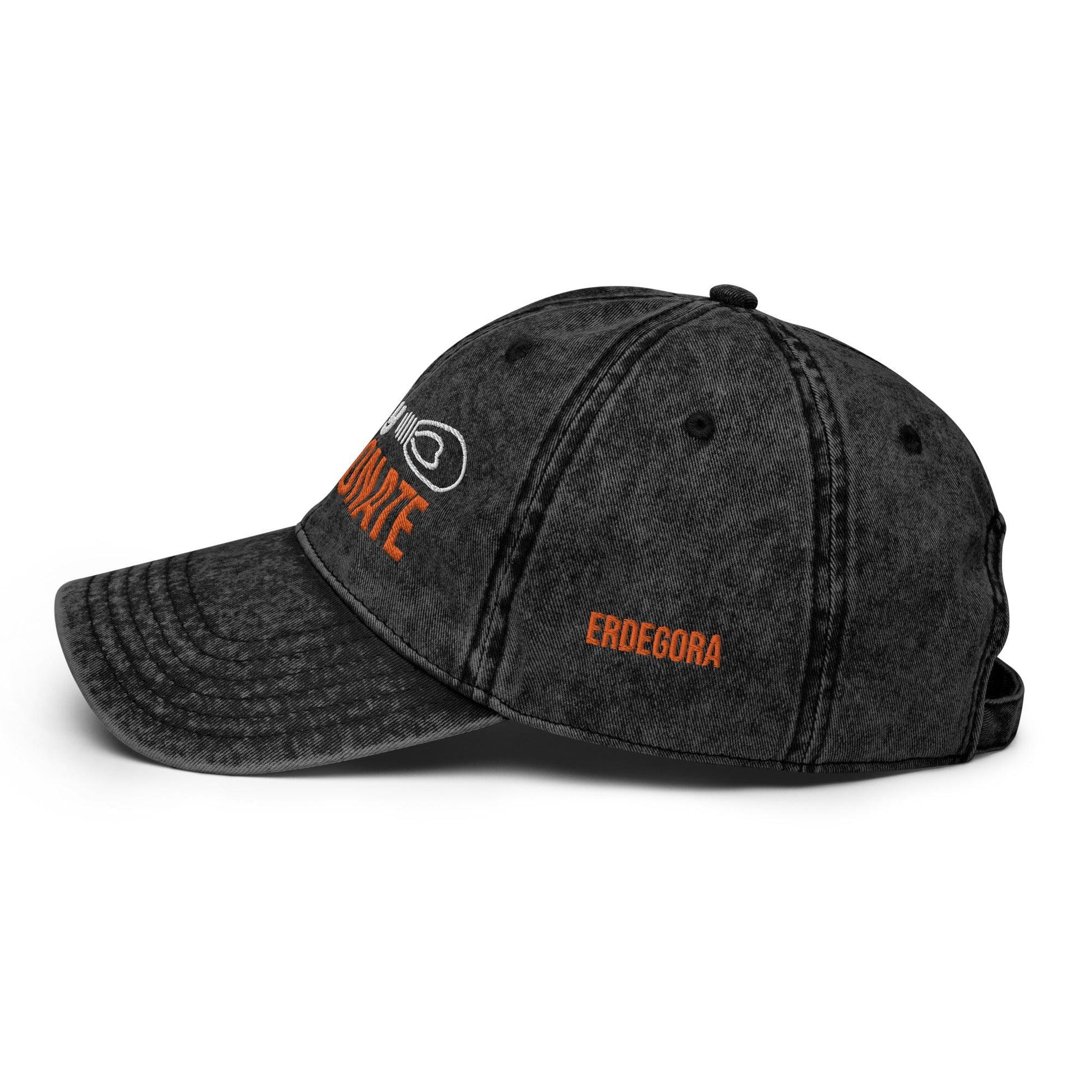 Personalize it! Black Embroidered Vintage Cotton Twill Cap Weirdly Passionate - ErdeGora