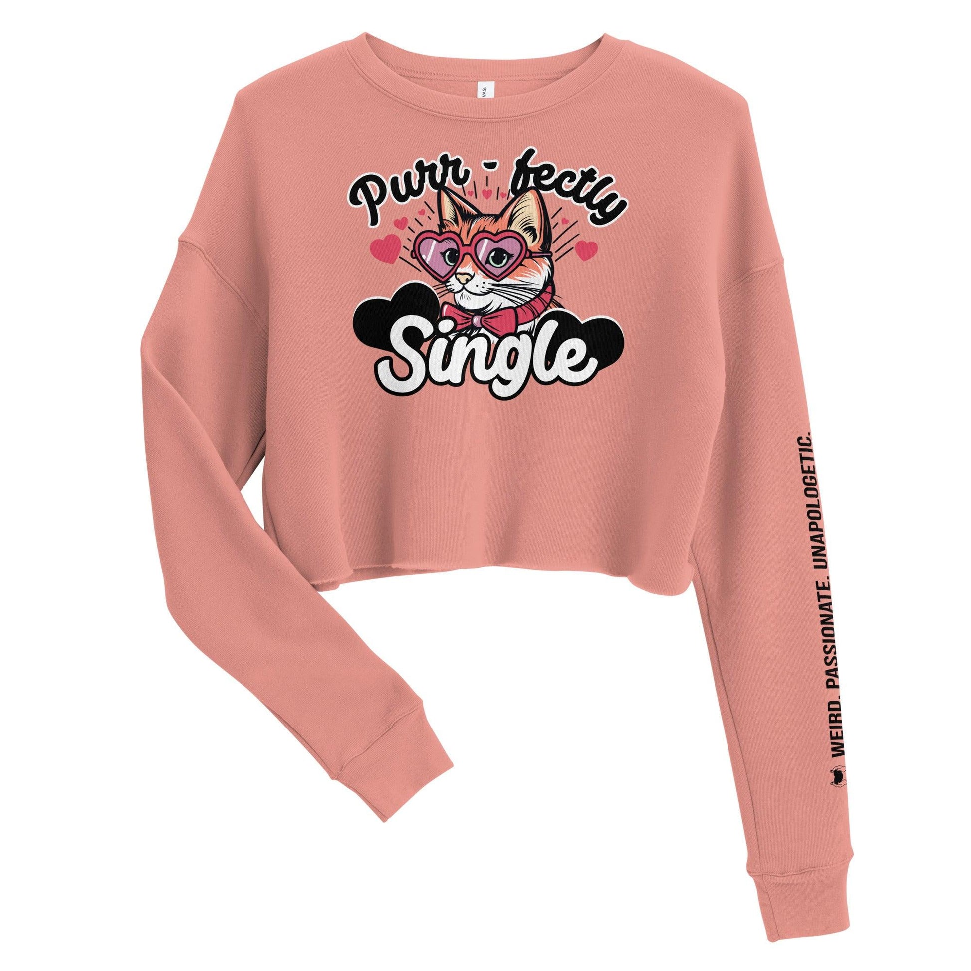 Personalize it! Crop Sweatshirt Purr-fectly Single - ErdeGora