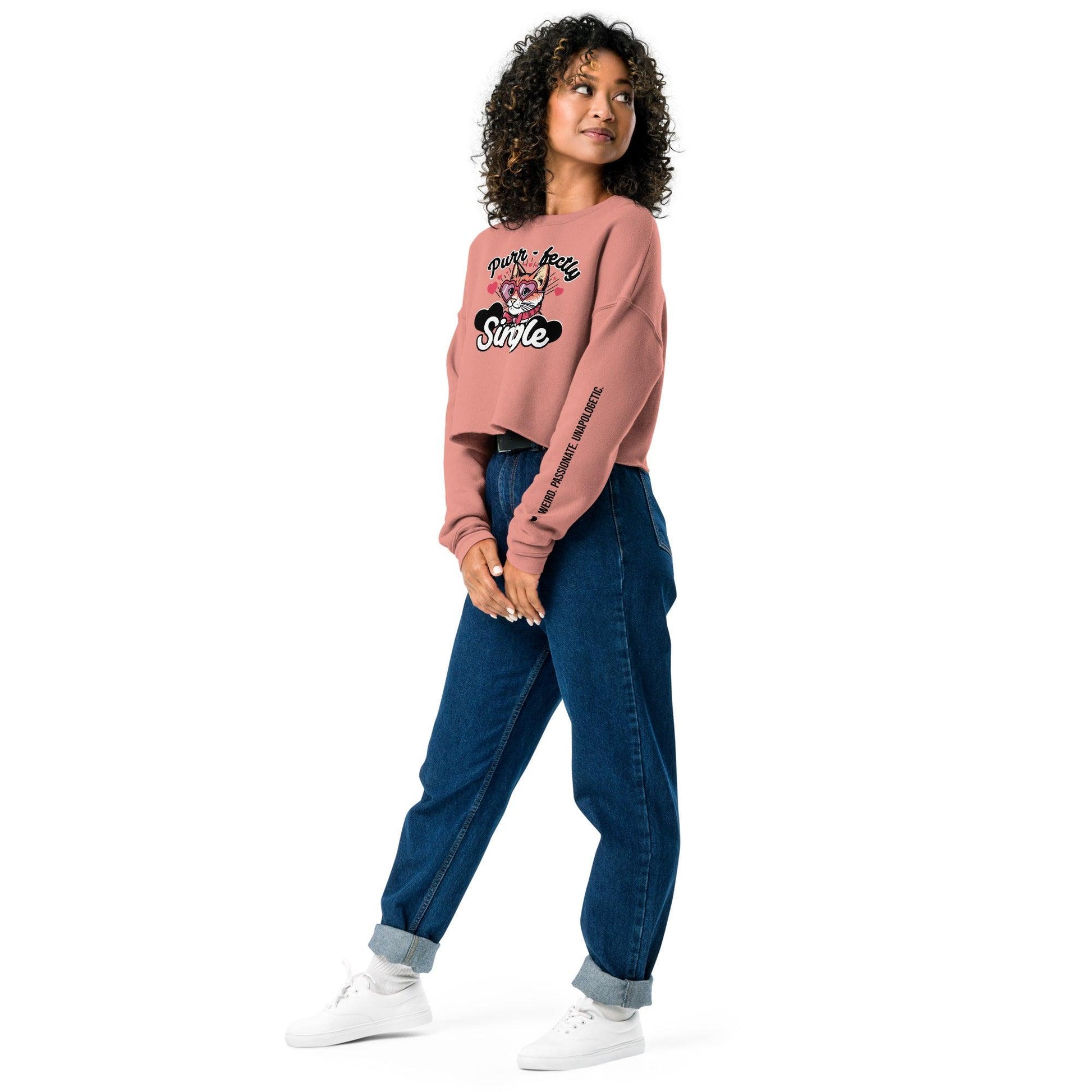 Personalize it! Crop Sweatshirt Purr-fectly Single - ErdeGora