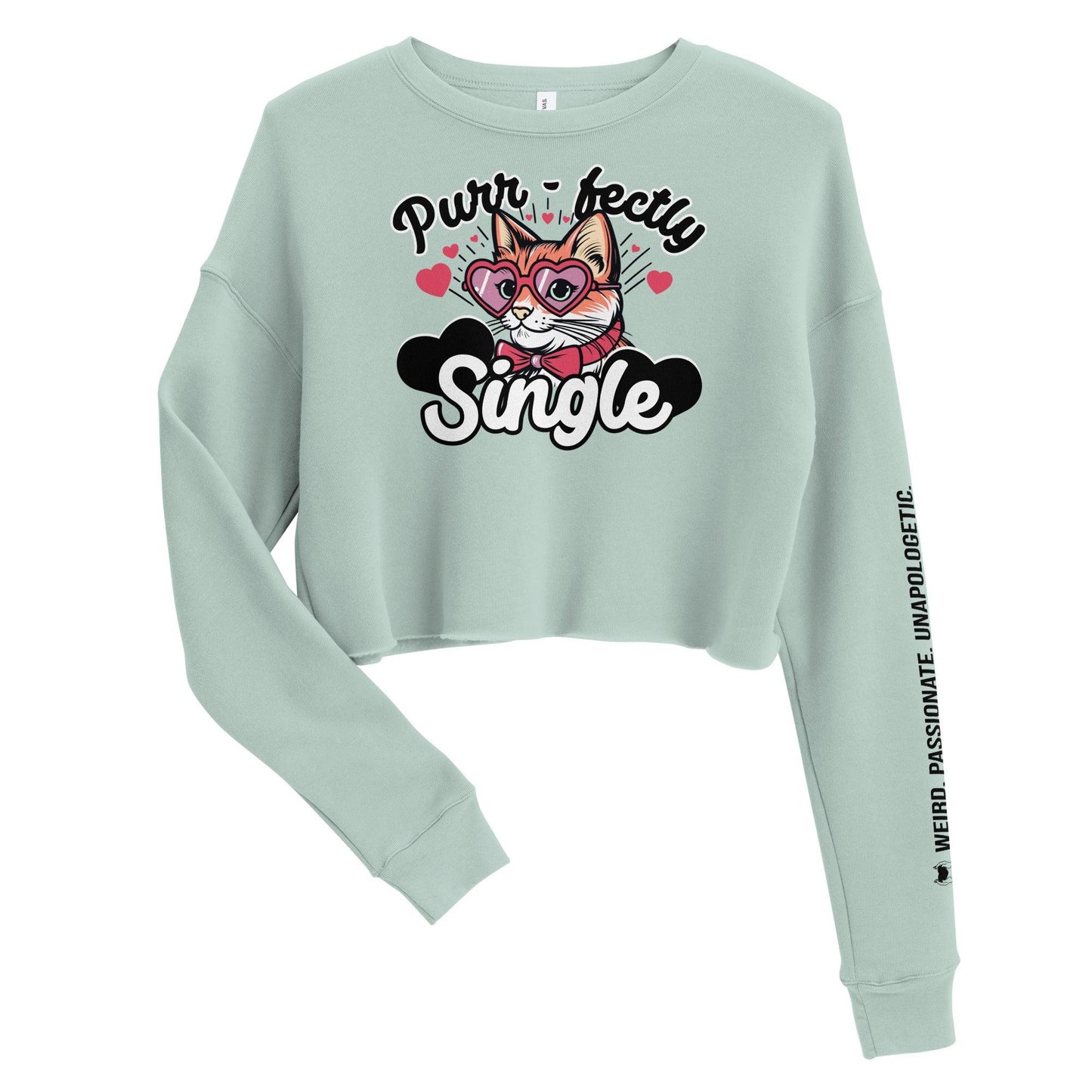 Personalize it! Crop Sweatshirt Purr-fectly Single - ErdeGora