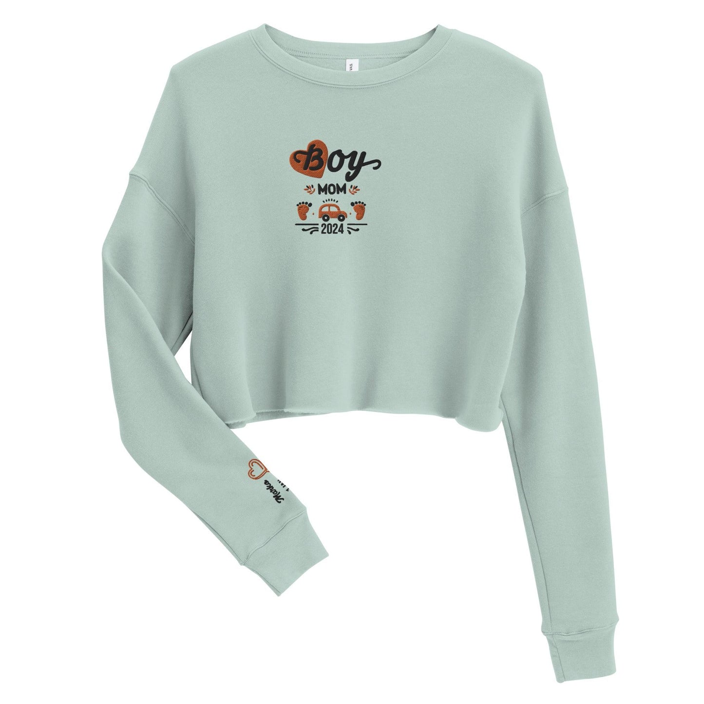 Personalize it! Embroidered Crop Sweatshirt Boy Mom - ErdeGora