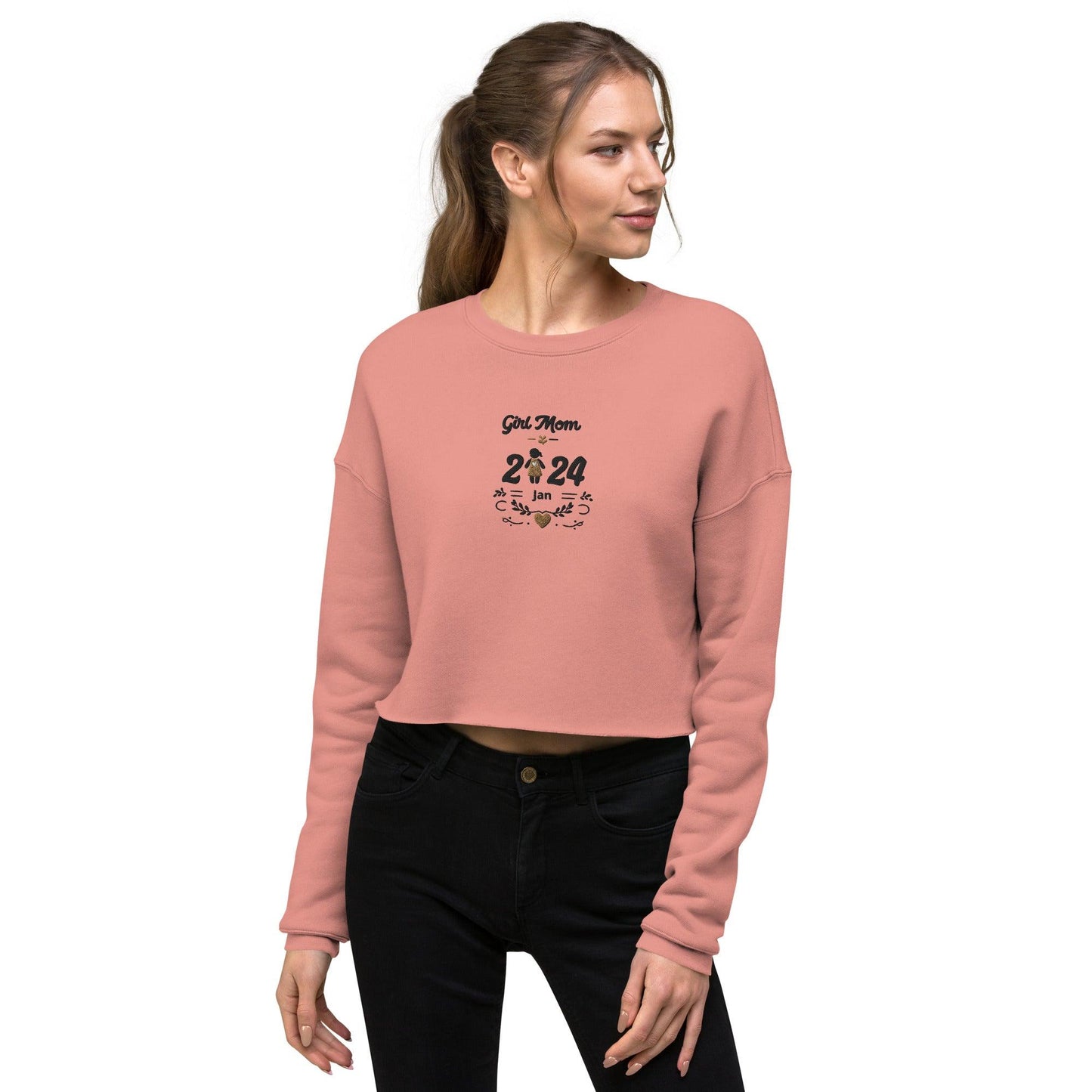 Personalize it! Embroidered Crop Sweatshirt Girl Mom - ErdeGora