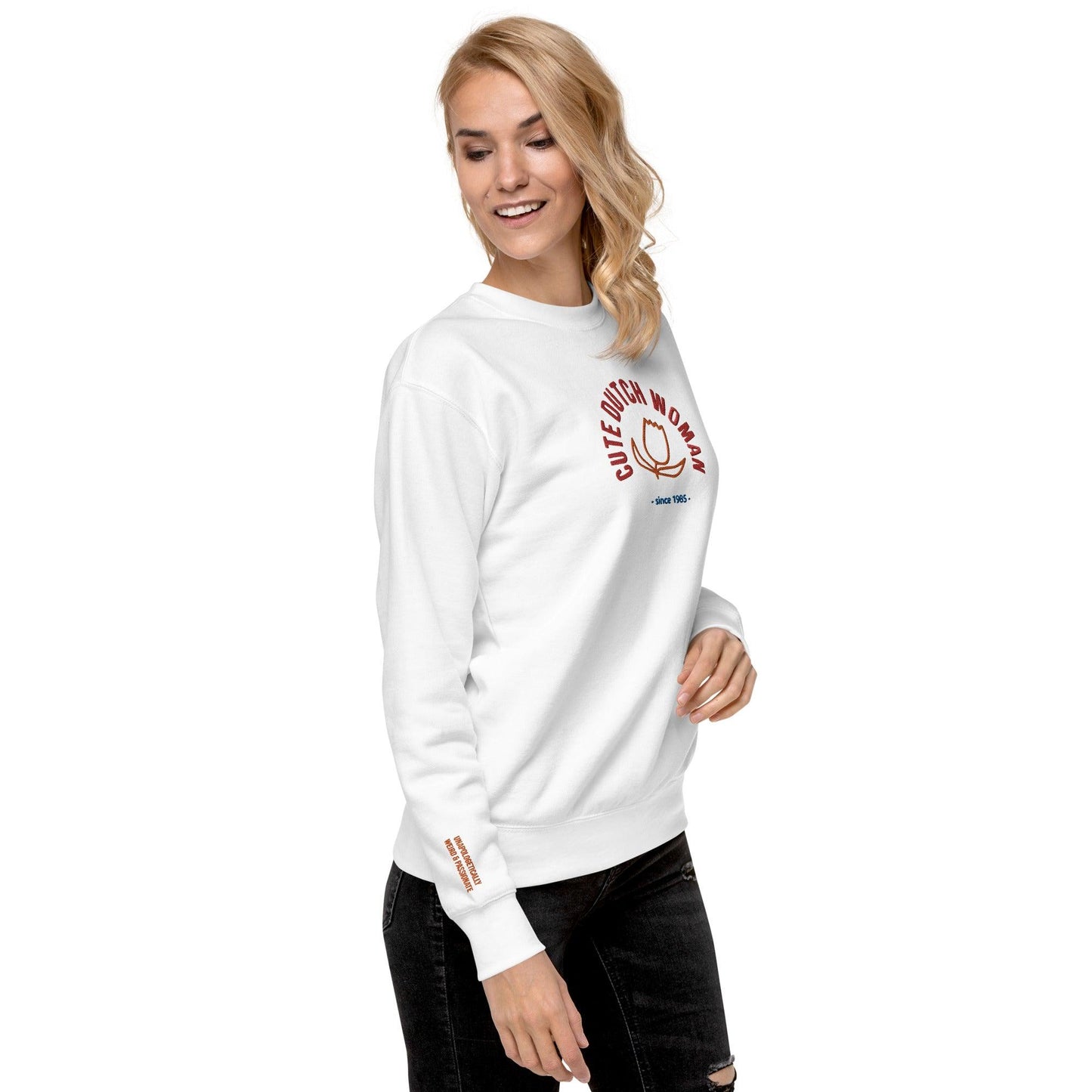 Personalize it! Embroidered Sweatshirt Cute Dutch Woman - ErdeGora