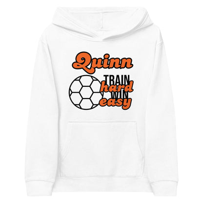 Personalize it! Kids Fleece Hoodie Train Hard Win Easy Soccer - ErdeGora