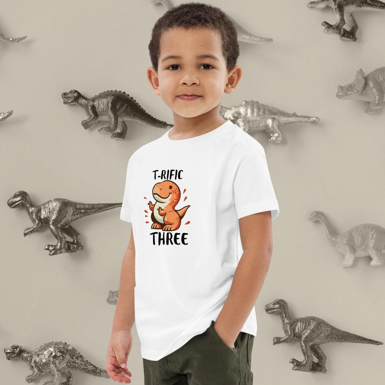 Personalize it! Organic Cotton Kids T-shirt Terrific Three - ErdeGora