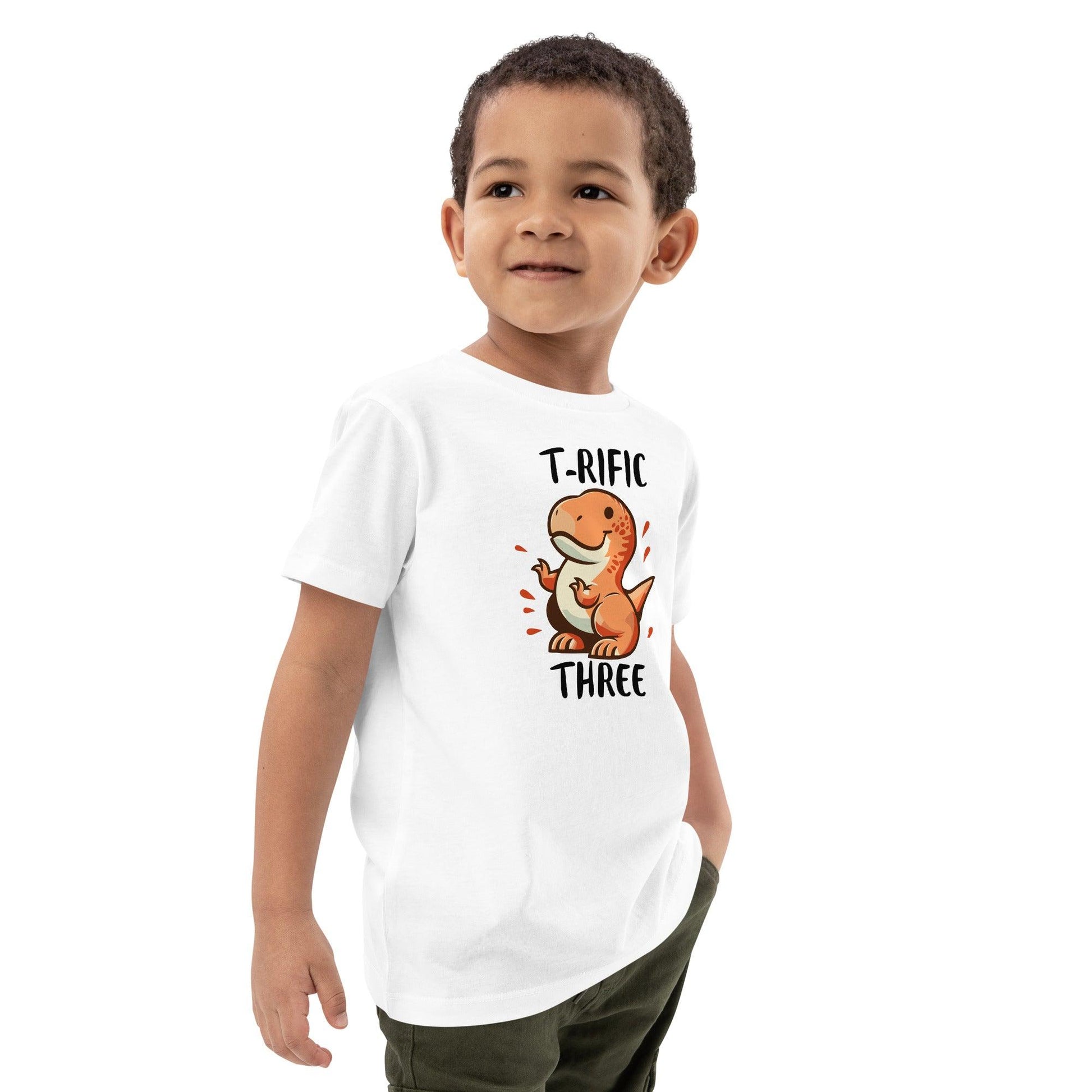 Personalize it! Organic Cotton Kids T-shirt Terrific Three - ErdeGora