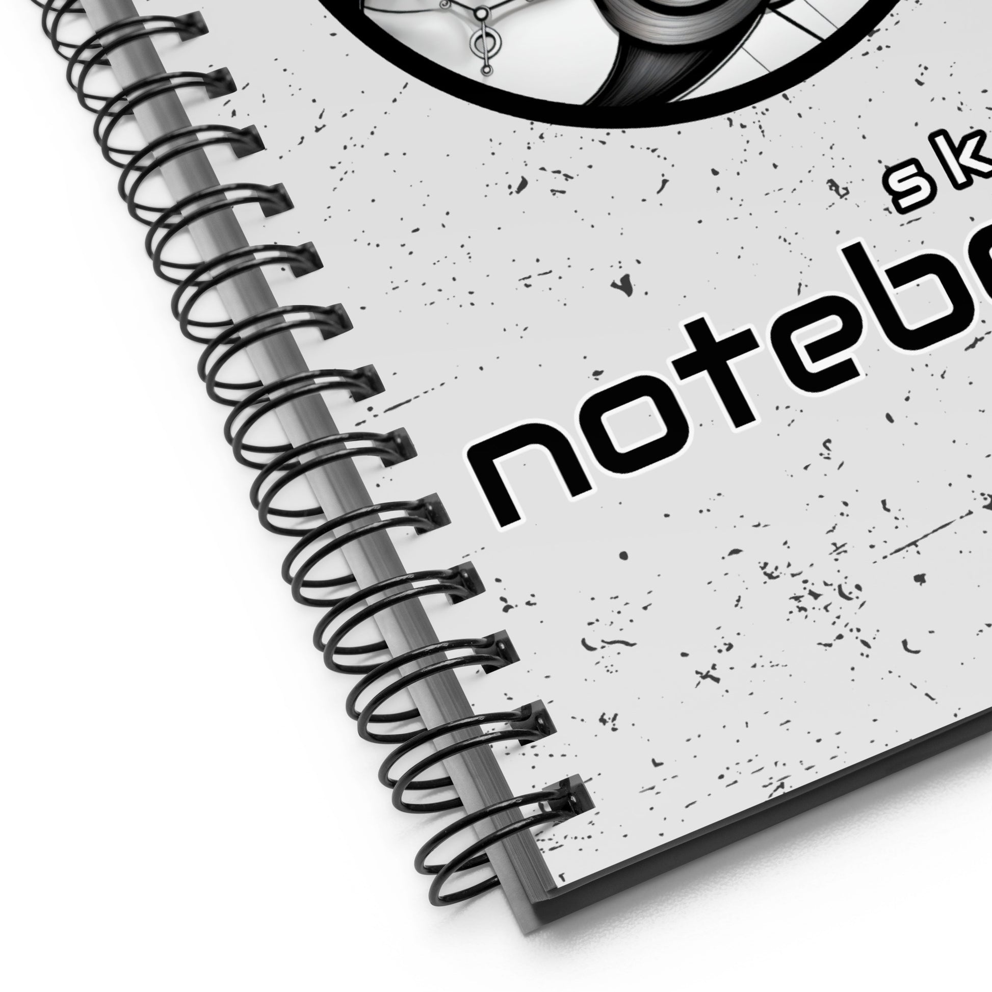 Monochrome Spiral Sketch Notebook With Head In Flowers - ErdeGora