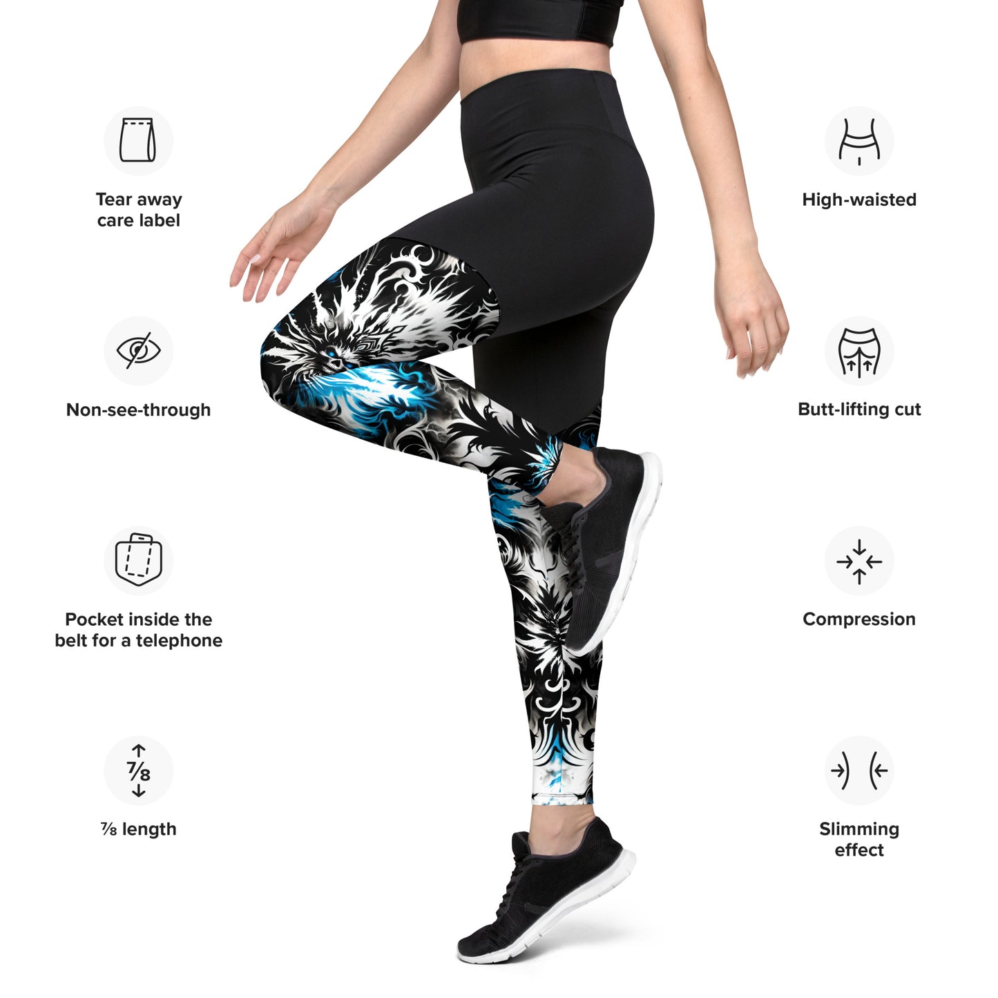 Sports Leggings Ghostly Glimmer - ErdeGora