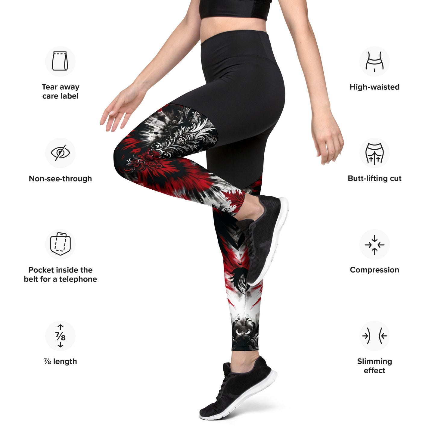 Sports Leggings Crimson Nocturn - ErdeGora