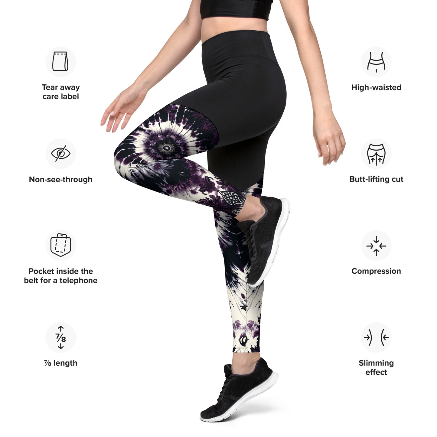 Sports Leggings Midnight Mauve - ErdeGora