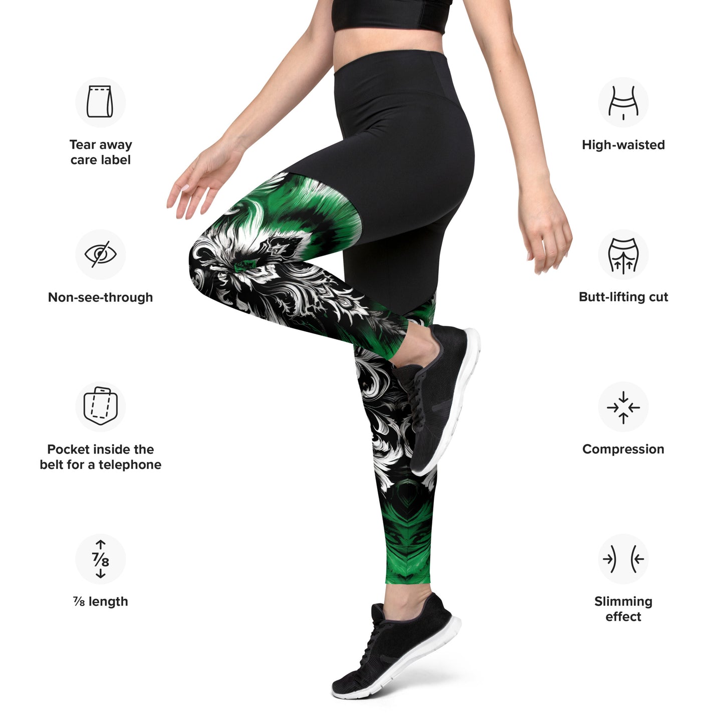 Sports Leggings Verdant Veil - ErdeGora