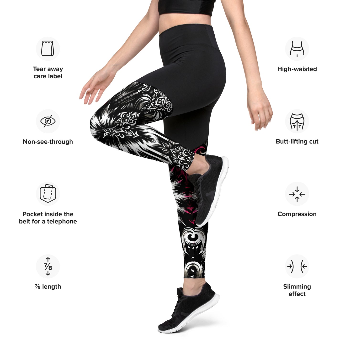 Sports Leggings Gothic Blossom - ErdeGora