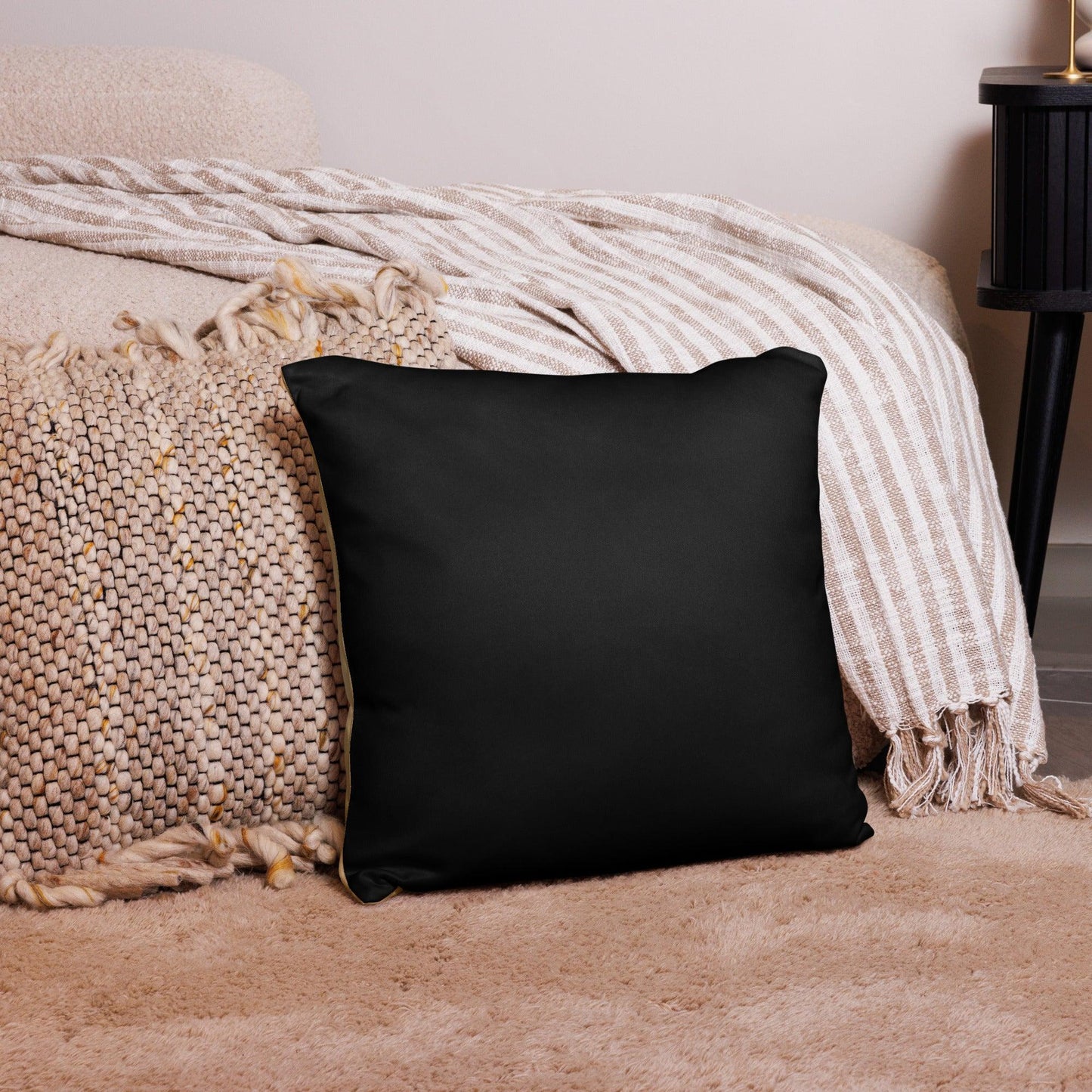 Throw pillow back cover. Simple black satin.