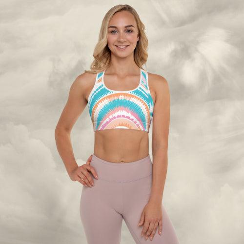 Tie-dye Padded Sports Bra Peachy Ocean Drift - ErdeGora