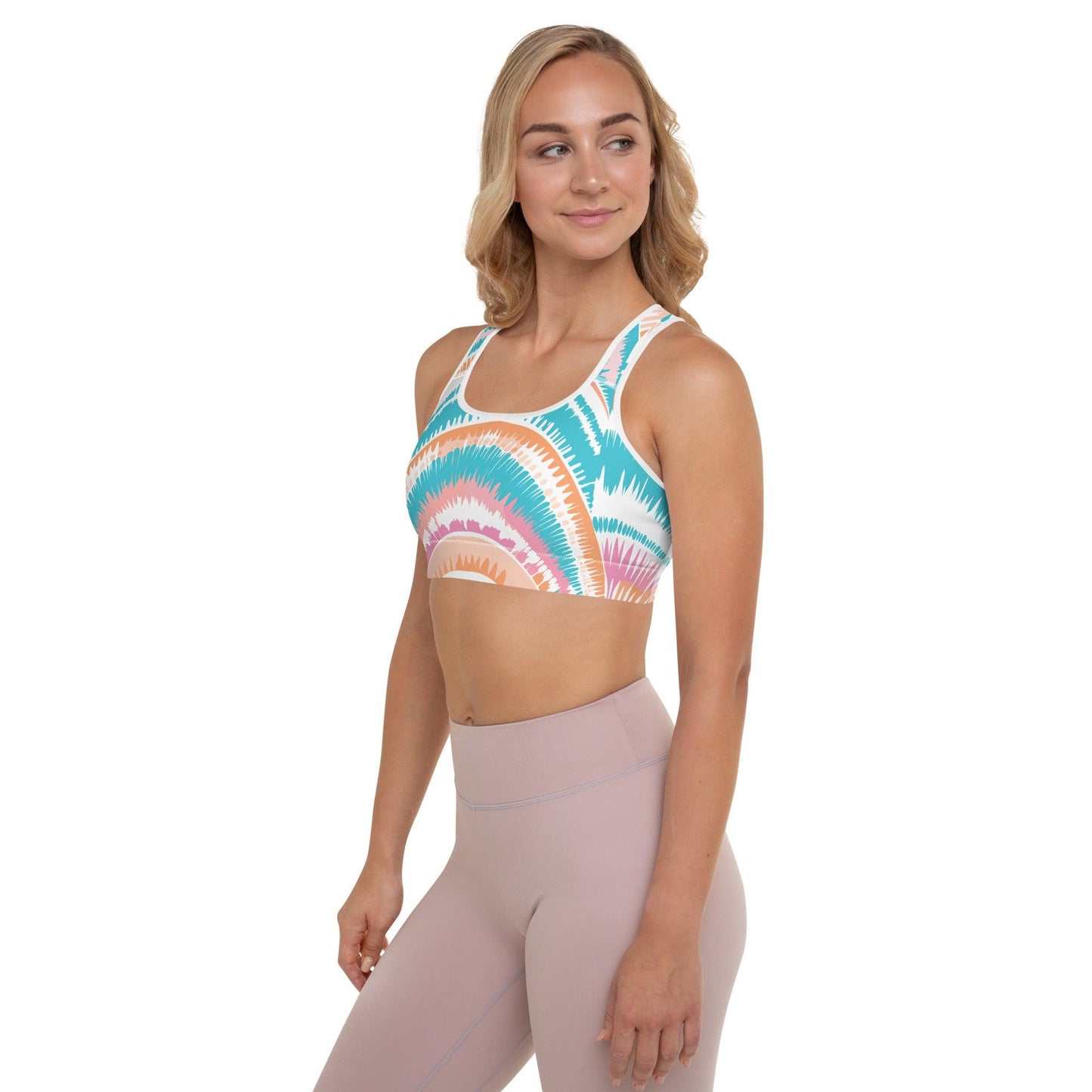 Tie-dye Padded Sports Bra Peachy Ocean Drift - ErdeGora