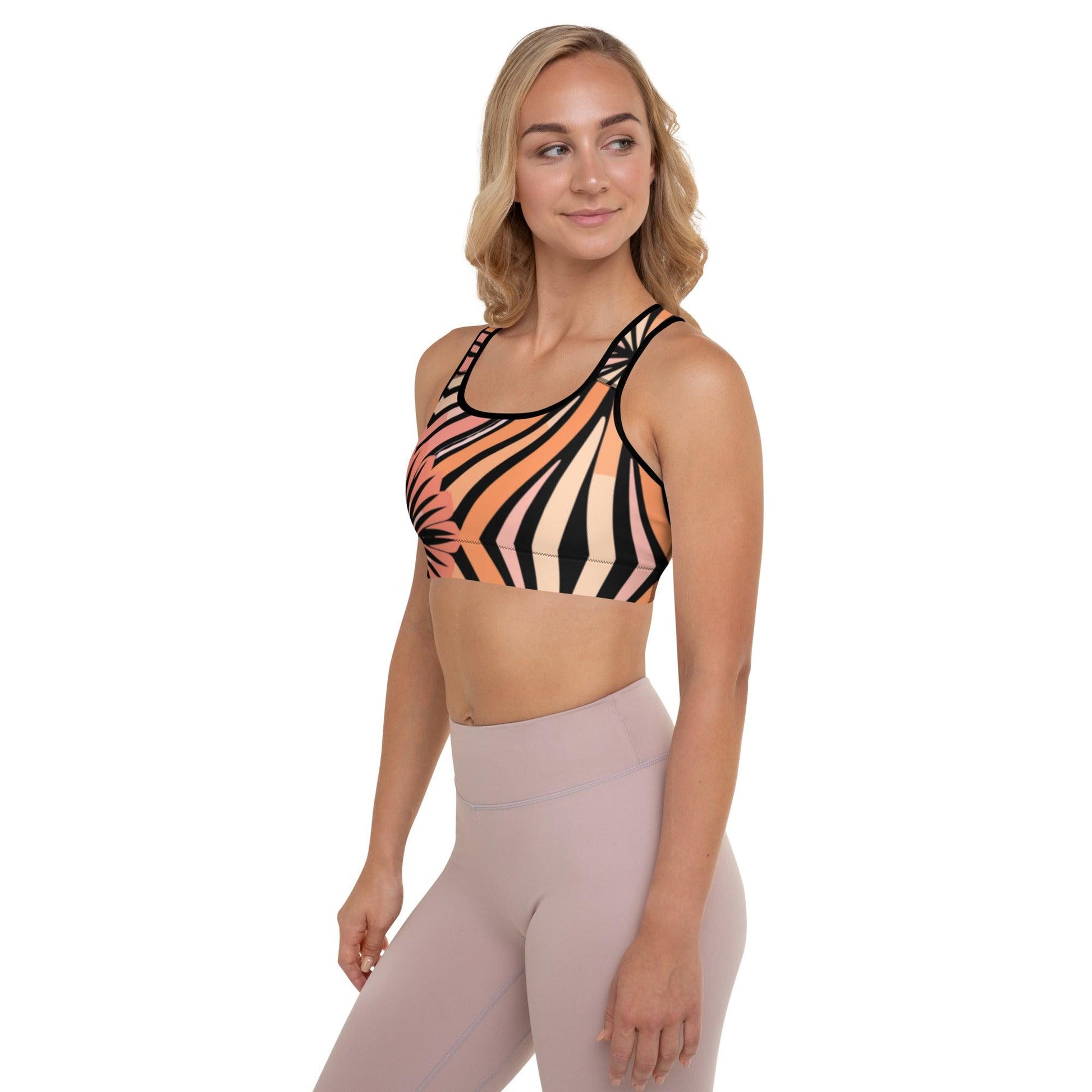 Tie-dye Padded Sports Bra Peachy Tiger Shark - ErdeGora