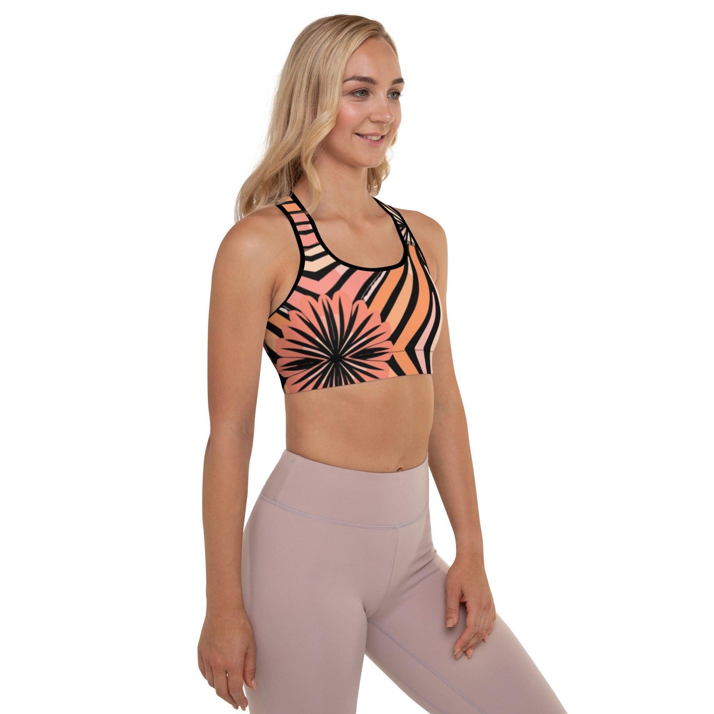 Tie-dye Padded Sports Bra Peachy Tiger Shark - ErdeGora