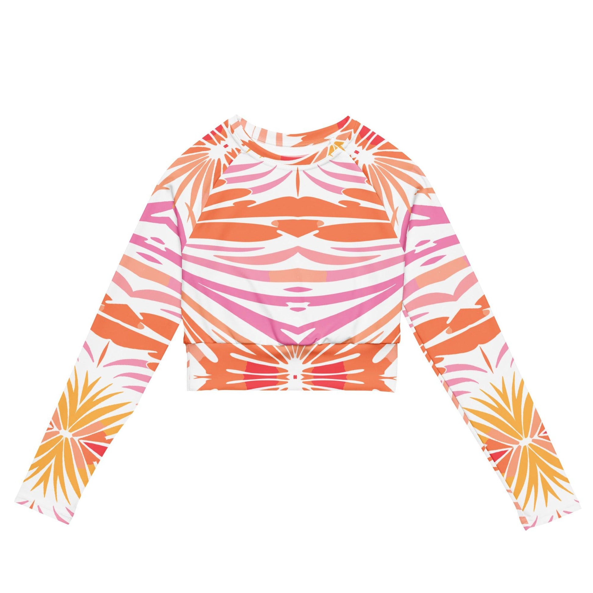 Tie-dye Recycled Long-sleeve Crop Top Coral Reef - ErdeGora