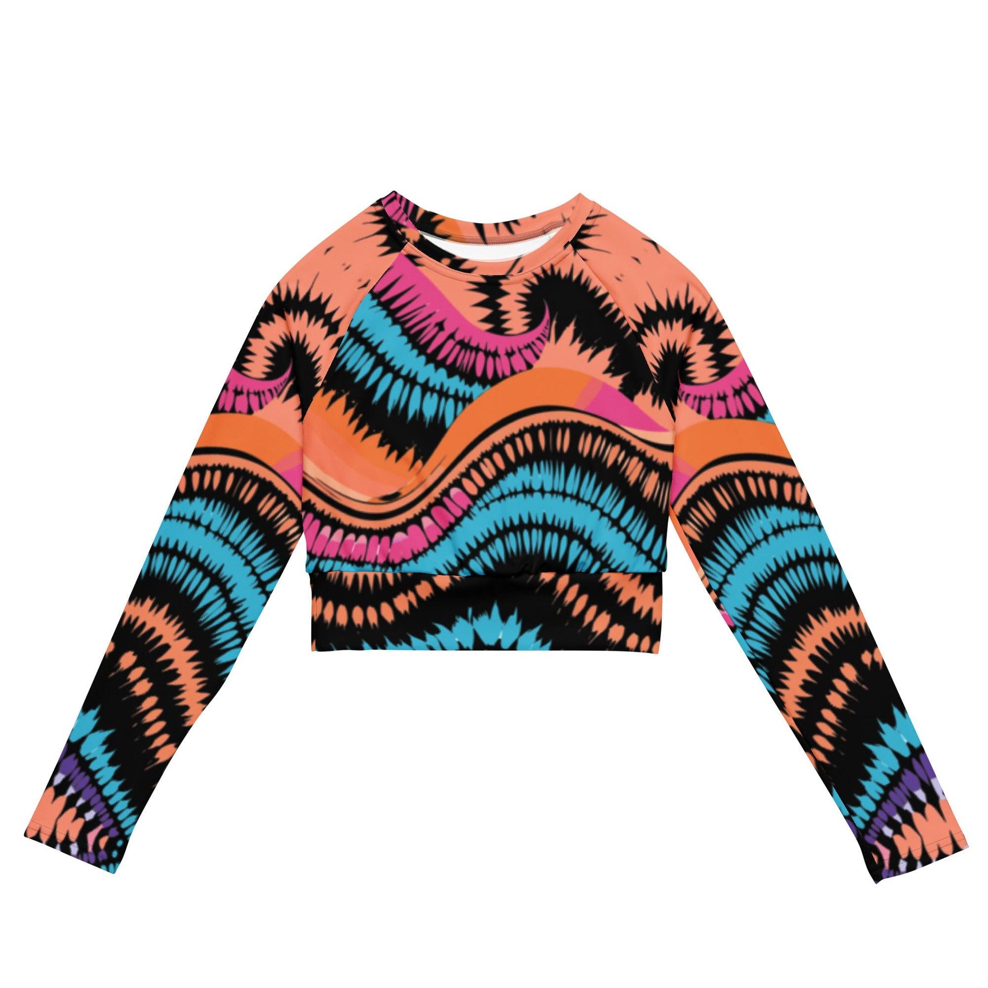 Tie-dye Recycled Long-sleeve Crop Top Peachy Sound Waves - ErdeGora