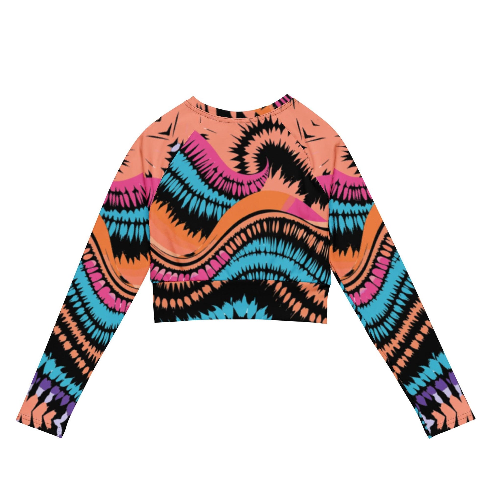 Tie-dye Recycled Long-sleeve Crop Top Peachy Sound Waves - ErdeGora