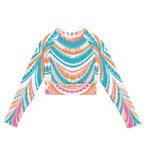 Tie-Dye Recycled Long-Sleeve Crop Top Peachy Ocean Drift - ErdeGora