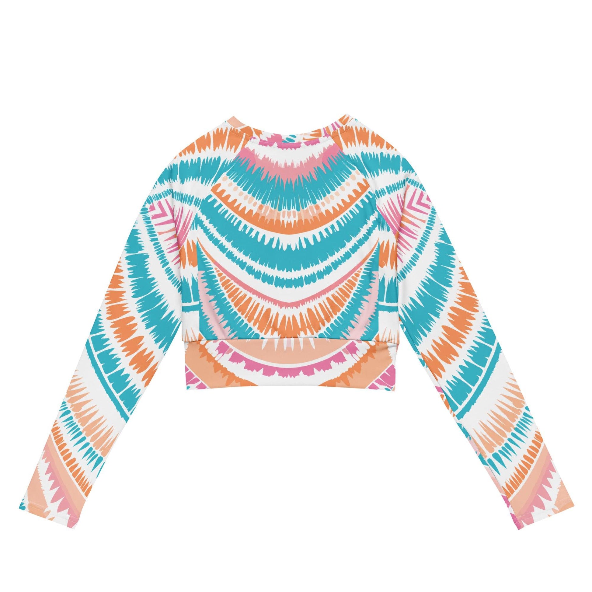 Tie-Dye Recycled Long-Sleeve Crop Top Peachy Ocean Drift - ErdeGora