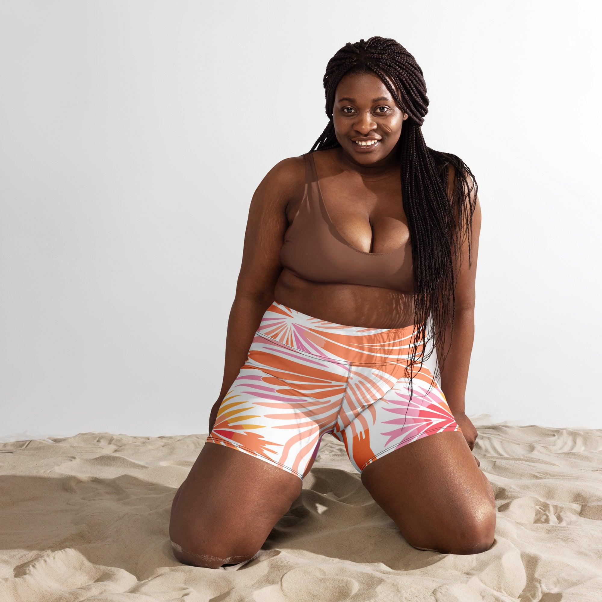 Tie-dye Yoga Shorts Peachy Coral Reef - ErdeGora