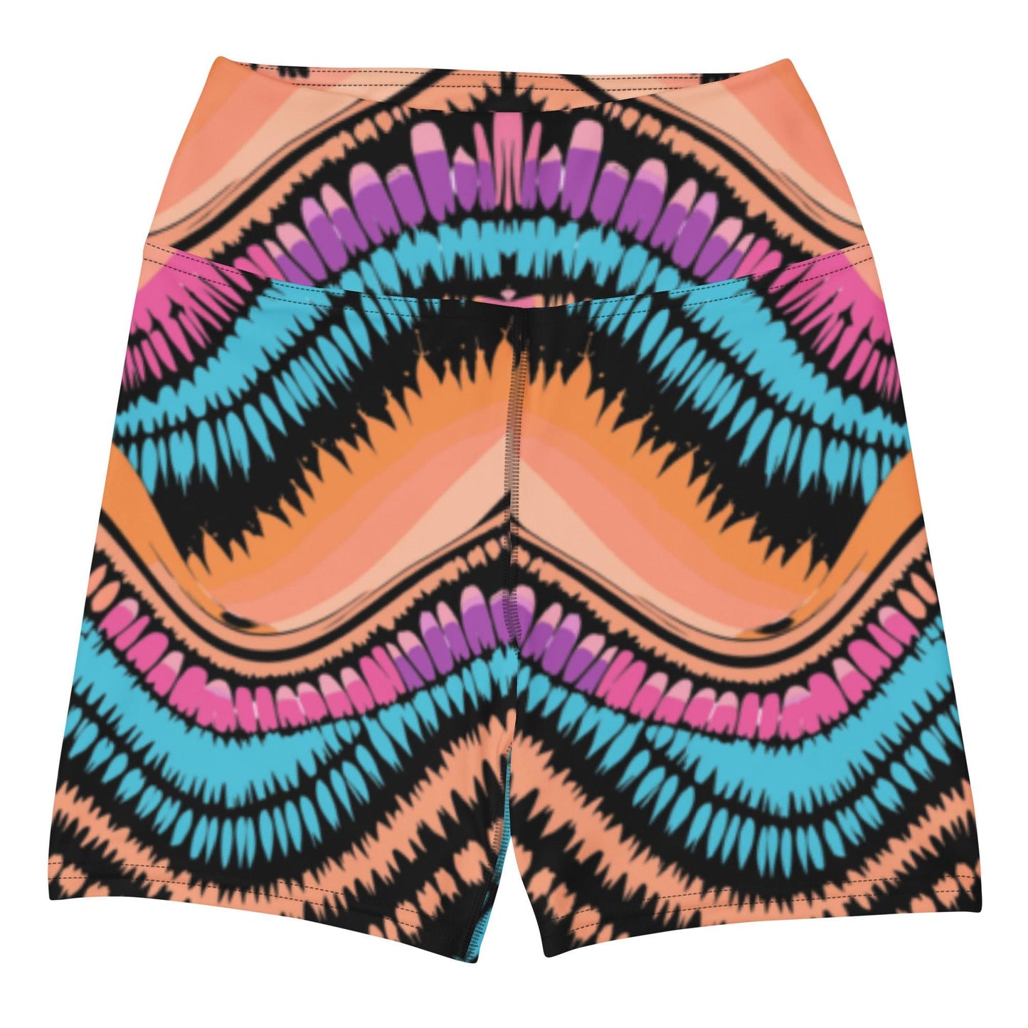 Tie-dye Yoga Shorts Peachy Crush Waves - ErdeGora