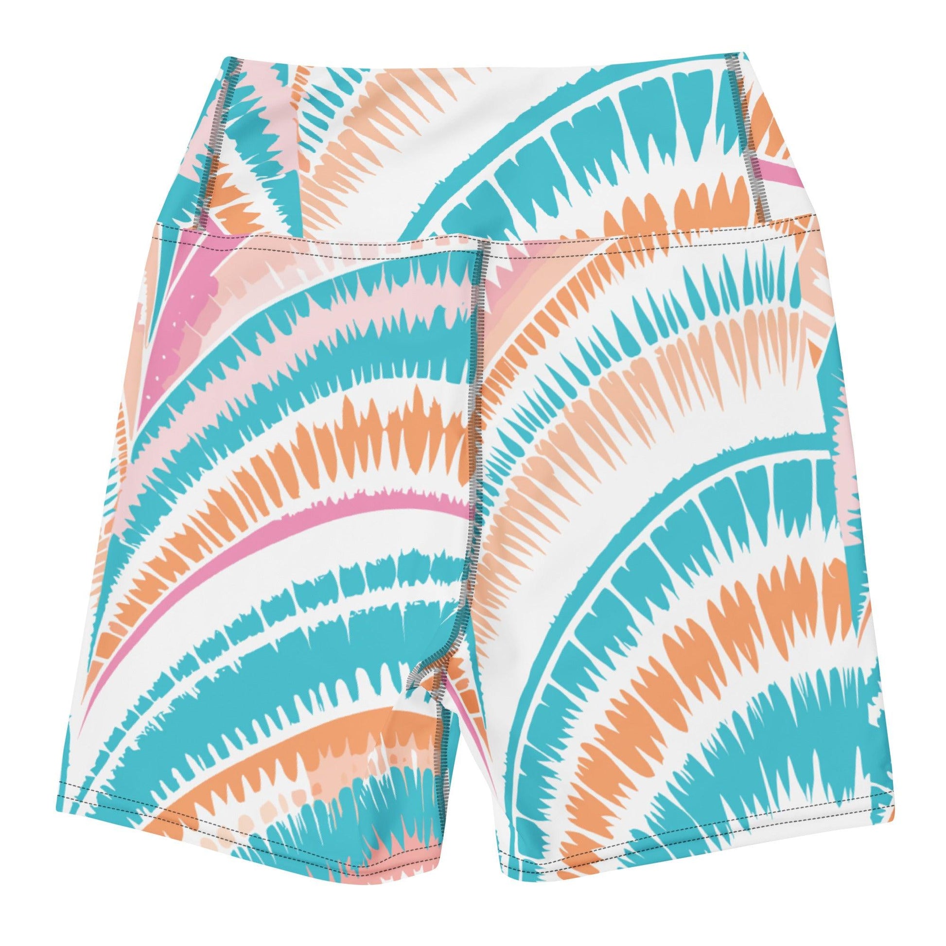 Tie-dye Yoga Shorts Peachy Ocean Drift - ErdeGora