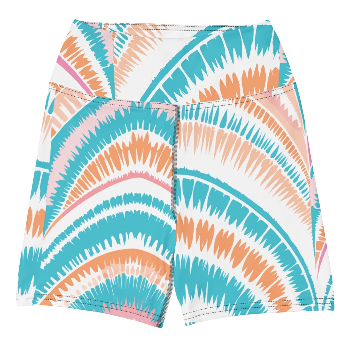 Tie-dye Yoga Shorts Peachy Ocean Drift - ErdeGora