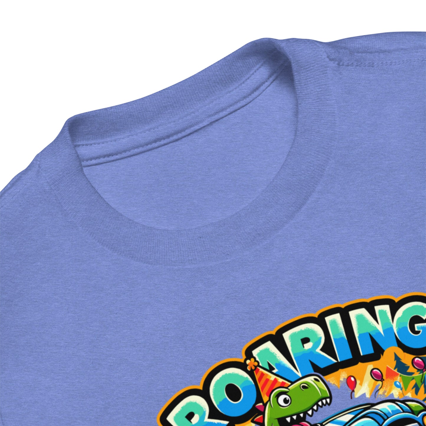 Toddler Short Sleeve Tee Roaring Into Three - ErdeGora