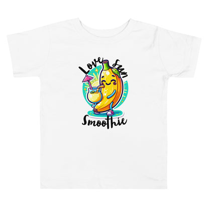 Toddler Short Sleeve Tee Love, Sun & Banana Smoothie - ErdeGora